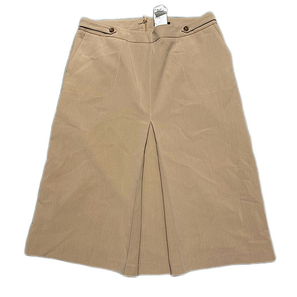 Olsen • Tan Midi Skirt with Front Pleat